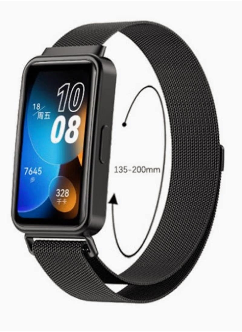 CoomBe - Stainless Steel Milanese Loop Band Watchband For HUAWEI Band 8/9 Black - Image 1