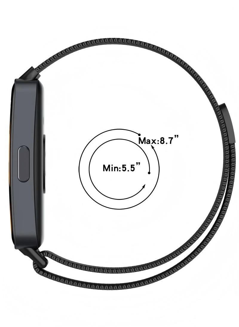 CoomBe - Stainless Steel Milanese Loop Band Watchband For HUAWEI Band 8/9 Black - Image 1