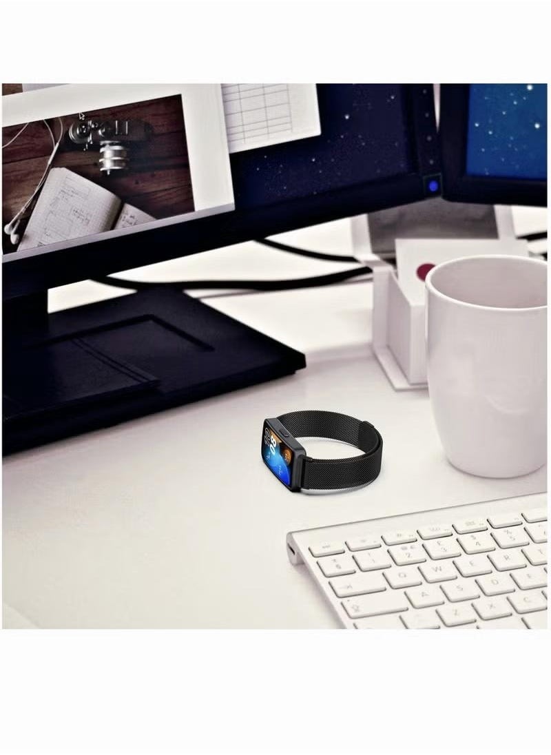 CoomBe - Stainless Steel Milanese Loop Band Watchband For HUAWEI Band 8/9 Black - Image 1