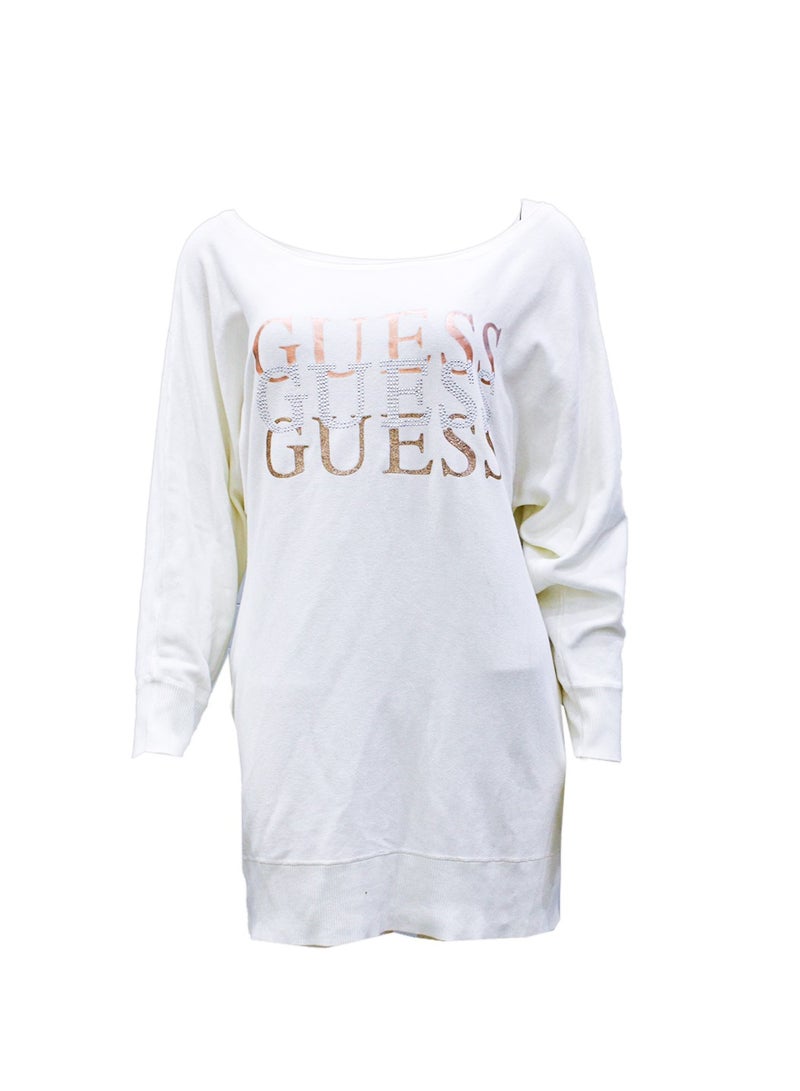 GUESS Guess Women Long Sleeve White Pullover With Round Neck  - Image 2