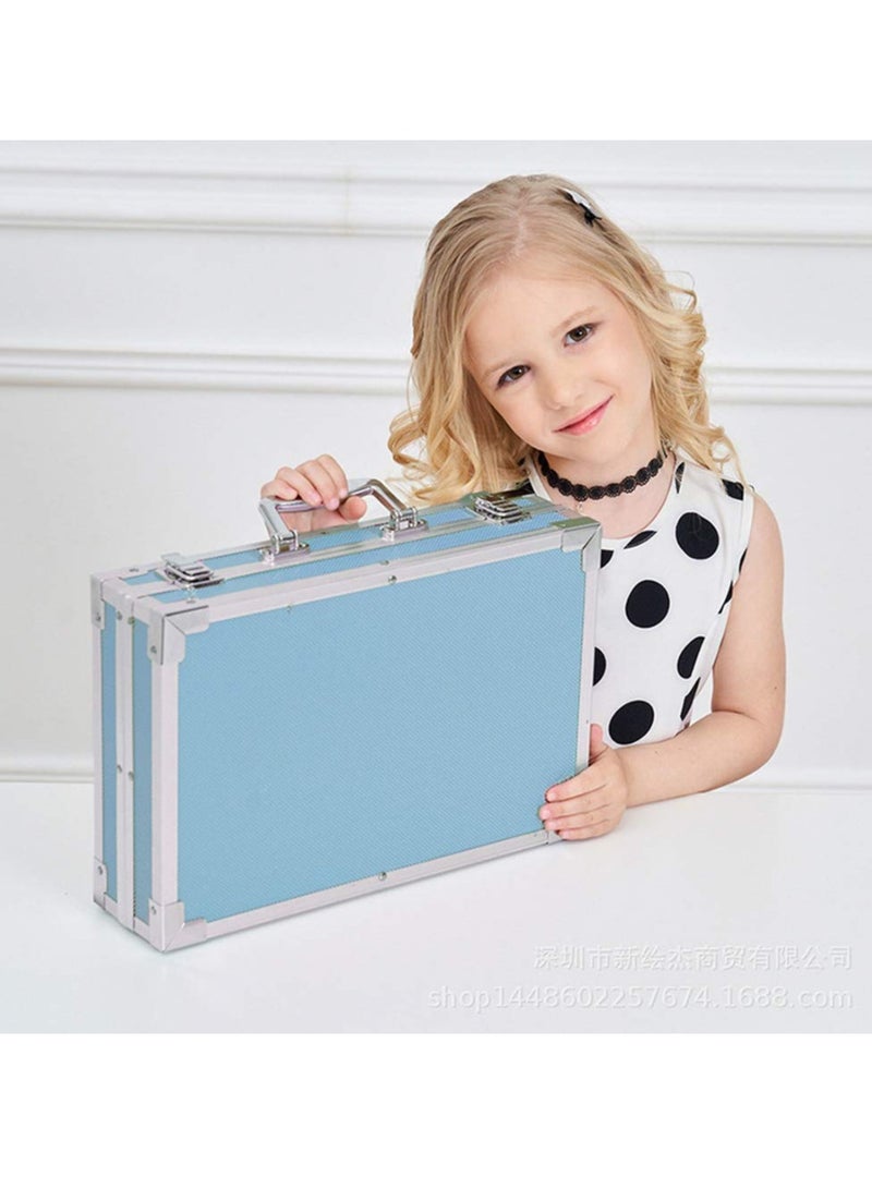 143-Piece Deluxe Art Set for Drawing and Painting, Includes Crayons, Oil Pastels, Colored Pencils, Watercolor Cakes, Sketch Pencils, Paint Brush, Sharpener, and Eraser (Blue) - Image 2