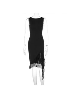 Europe And The United States Women's Clothing Summer And Autumn New Fashion Pure Sleeveless Waist Slimming Backless Dress
