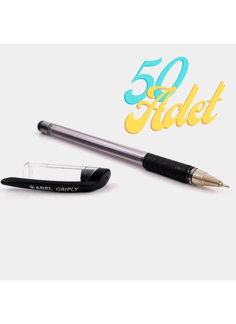 Adel Griply Ballpoint Pen Black 0.7 mm Fine Tip 50 Pcs 