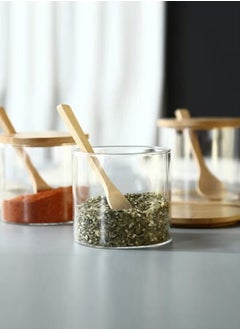 1Chase Spice Jar With Bamboo Lid Spoon and Bottom Base 3 Pcs Set  - Image 5
