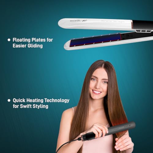 IKONIC Me Xtreme Hair Straightening Machine for Unisex|Quick Heating Ceramic Floating Plate|Digital Temperature Display Straightener Curler Styling Tool|360° Cord|Frizz-Free Shiny Salon Finish-Pearl - Image 3