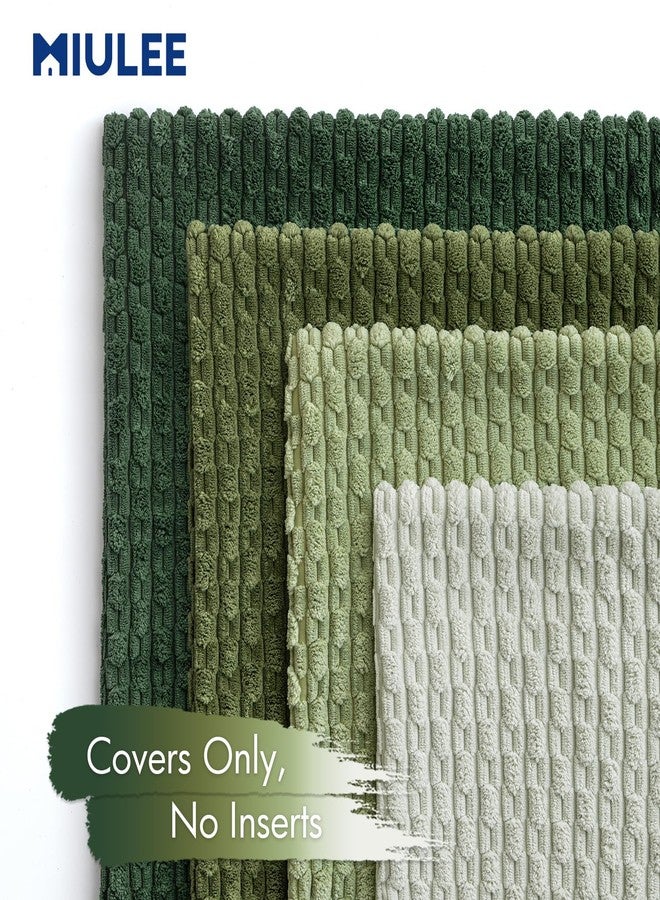 ميولي أغطية وسائد MIULEE ناعمة، طقم 4 أغطية وسائد مخططة بوهيمية، أغطية وسائد مخملية، ديكور منزلي ريفي للأريكة والسرير وغرفة المعيشة، ربيع 18x18 بوصة، أخضر غابي - Image 4