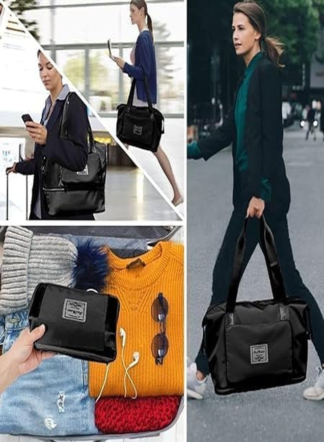 Keetly Foldable Duffle Bag for Travelling |Waterproof and Large Travel Bag for Women Luggage | Expandable and Multipurpose Large Capacity Weekender Carry Bag for Women Travel (Black) - Image 5