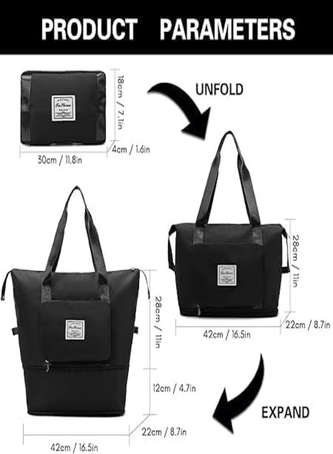 Keetly Foldable Duffle Bag for Travelling |Waterproof and Large Travel Bag for Women Luggage | Expandable and Multipurpose Large Capacity Weekender Carry Bag for Women Travel (Black) - Image 4