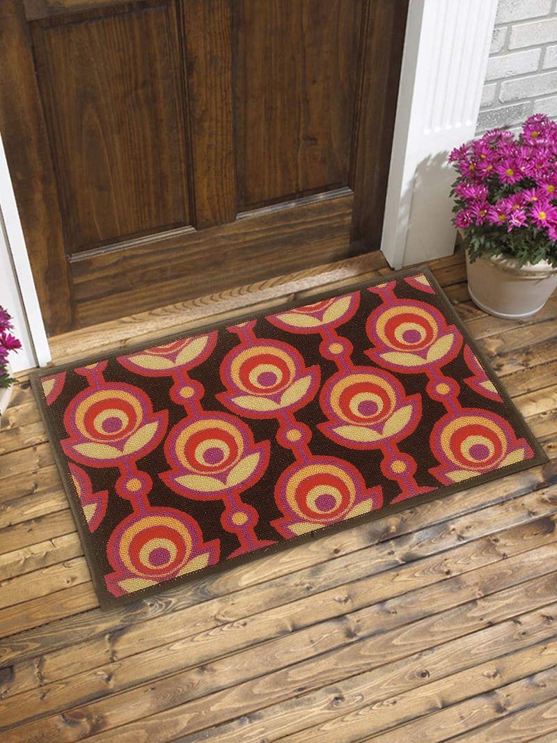 Bianca BIANCA Highly Durable Anti Slip Door Mat -1pc Medium Size (splender) | Highly Durable Non Slip Floor Mat Suitable for Entrance Door, Living Room, Bedroom and Kitchen - | Door Mat Abstract-Wine/Orange - Image 1