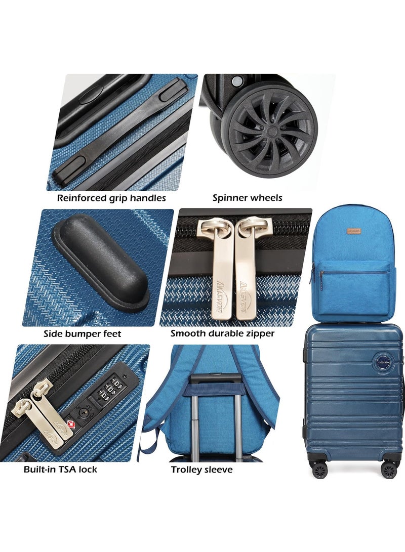 Aklsvion Aklsvion Hard Case Luggage Trolley For Unisex ABS+PC Lightweight 4 Double Wheeled Suitcase With Built In TSA Type Lock Navy Blue - Image 2