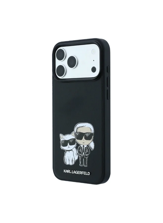 Karl Lagerfeld iPhone 18 Pro Max MagSafe Phone Case with Smooth PU Finish and Character Sketch Hard Cover for iPhone