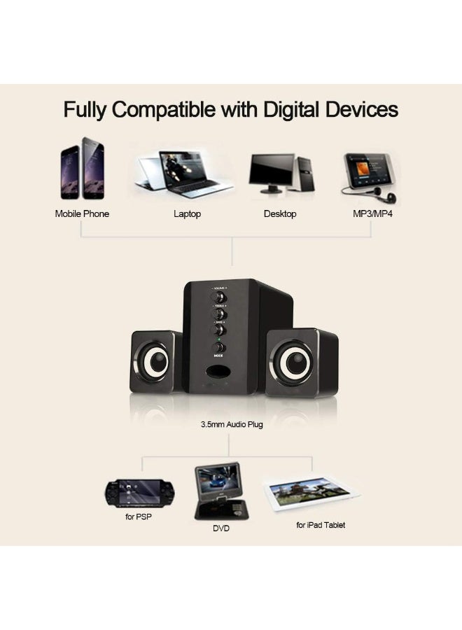 Halamine USB Computer Speakers with Bass Boost ，3W Stereo Sound for PC/Laptop Gaming - Black Noise Canceling Mic， Plug & Play - Image 2