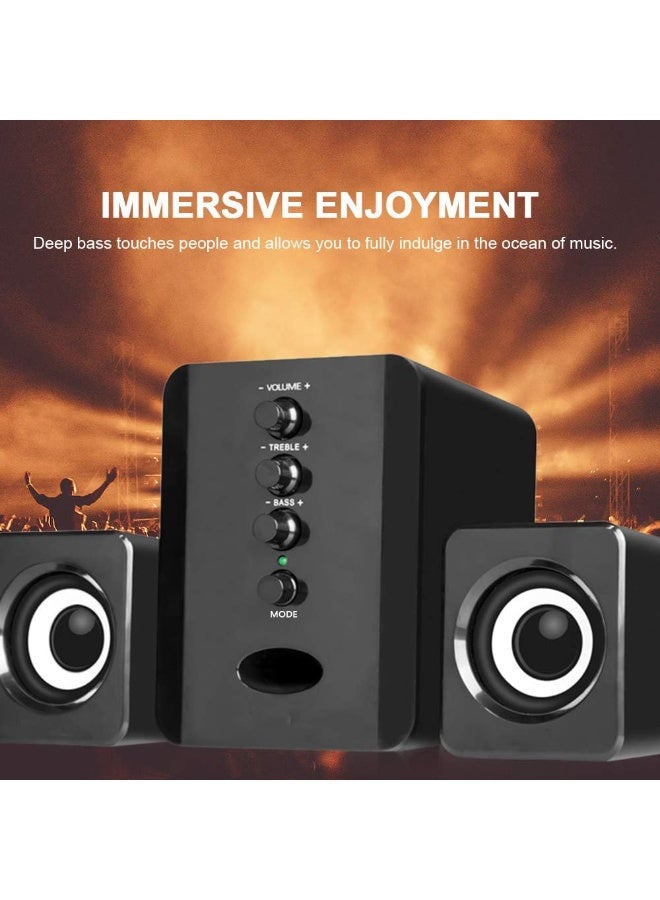 Halamine USB Computer Speakers with Bass Boost ，3W Stereo Sound for PC/Laptop Gaming - Black Noise Canceling Mic， Plug & Play - Image 3