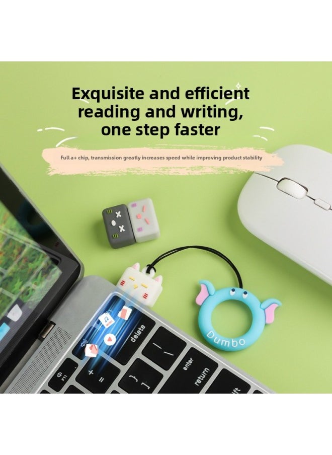 Generic - Creative Mini PVC Cat Cute Cartoon Car Music Mobile Phone High Speed U Disk Event Gift Usb-Color:Gradient Grey + Type-c Adapter-Capacity:3.0 High Speed 128g - Image 1