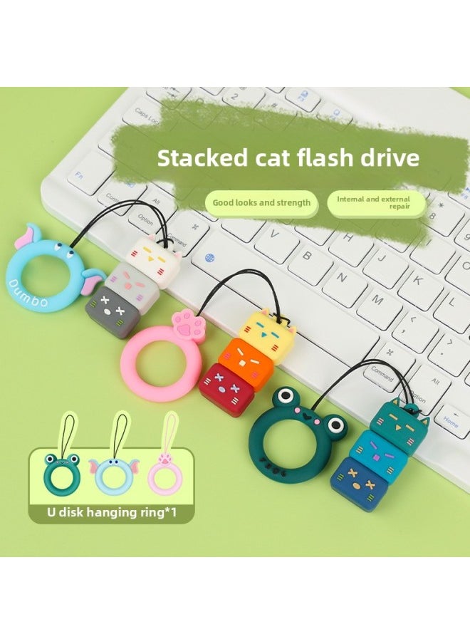 Generic - Creative Mini PVC Cat Cute Cartoon Car Music Mobile Phone High Speed U Disk Event Gift Usb-Color:Gradient Grey + Type-c Adapter-Capacity:3.0 High Speed 128g - Image 1