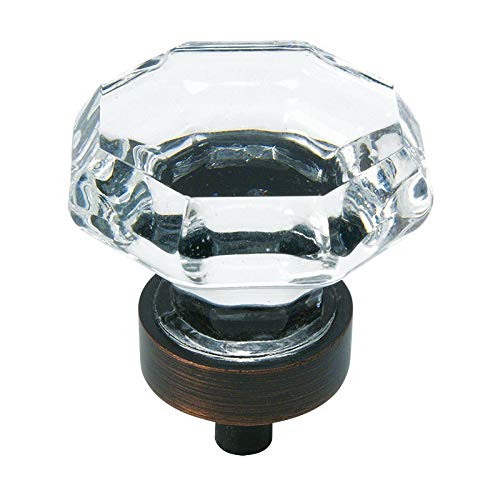 Cosmas 10 Pack 5268ORB-C Oil Rubbed Bronze Cabinet Hardware Knob with Clear Glass - 1-5/16" Diameter - Image 4