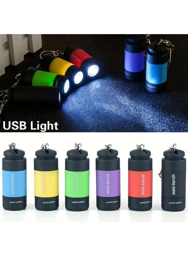 Black Mini Flashlight USB Rechargeable Keychain Ultra Bright Light For Camping Outdoor Home - Image 2