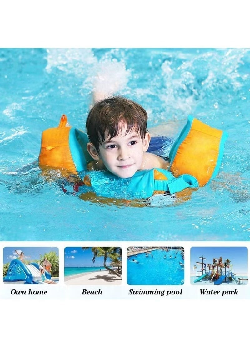1 Pack Adjustable Arm Bands Kids Swim Vest, Toddler Swimming Float Vest, Baby Buoyancy Safety Swim Aid, Kids Learn to Swim Training Jacket for 30-55 lbs Kids Infant Child 2-6 Years - Image 2