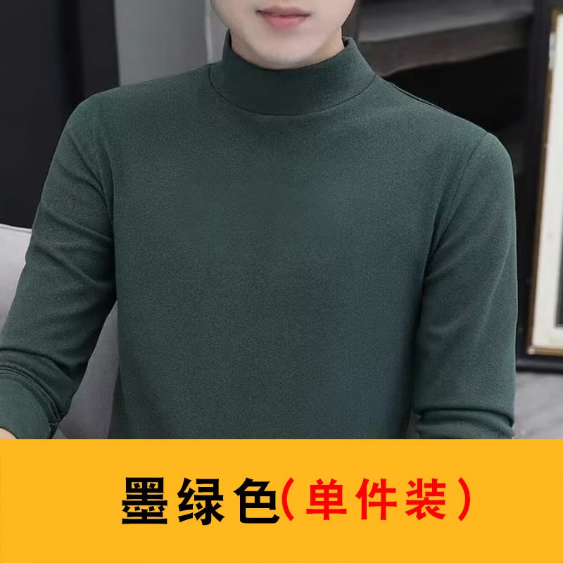 Double-Sided Velvet Winter Bottoming Shirt Men'S Long-Sleeved T-Shirt 2023 New Mid-Collar Half Turtleneck Warm Top - Image 4