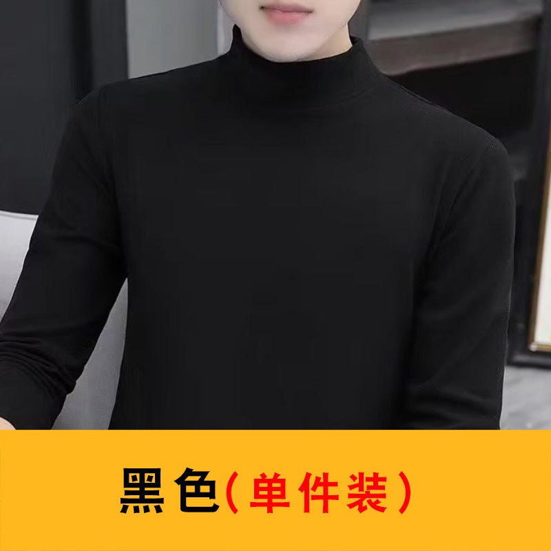 Double-Sided Velvet Winter Bottoming Shirt Men'S Long-Sleeved T-Shirt 2023 New Mid-Collar Half Turtleneck Warm Top - Image 2