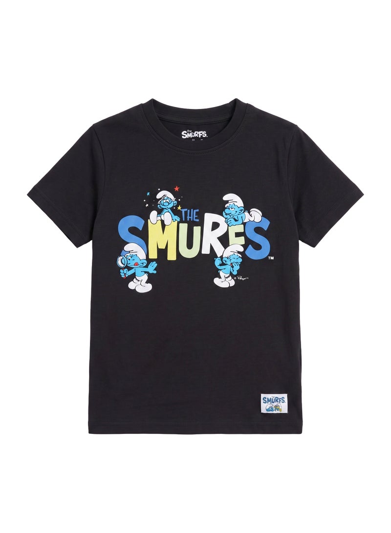 Trucare The Smurfs Multi-Character Logo Graphic T-Shirt for Kids | Casual Crew Neck Character Print Tee - Image 5