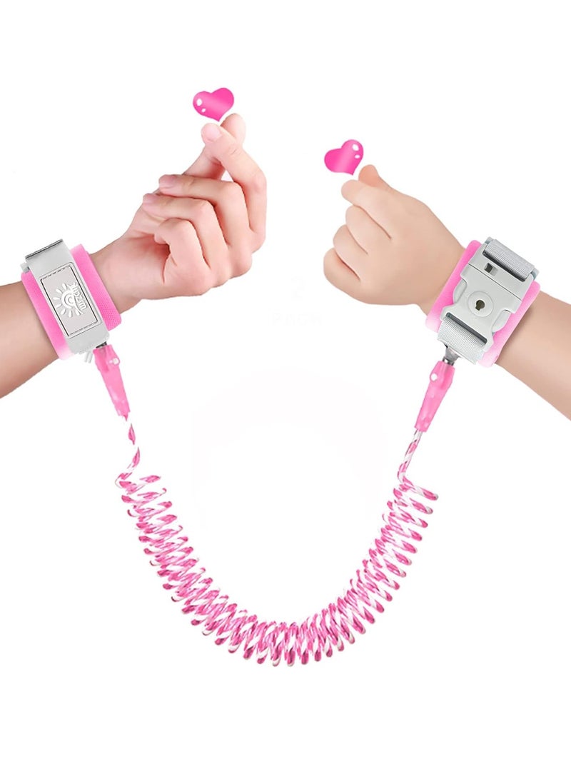Adjustable Child Safety Traction Rope, 360 ° Rotation Anti Loss Wrist Chain Strap With Safety Lock, Providing A Comfortable Wristband For Young Children To Learn And Walk, Suitable For Outdoor Activities And Travel (Pink) - Image 1