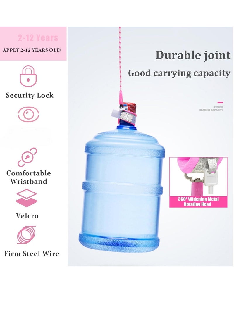 Adjustable Child Safety Traction Rope, 360 ° Rotation Anti Loss Wrist Chain Strap With Safety Lock, Providing A Comfortable Wristband For Young Children To Learn And Walk, Suitable For Outdoor Activities And Travel (Pink) - Image 3