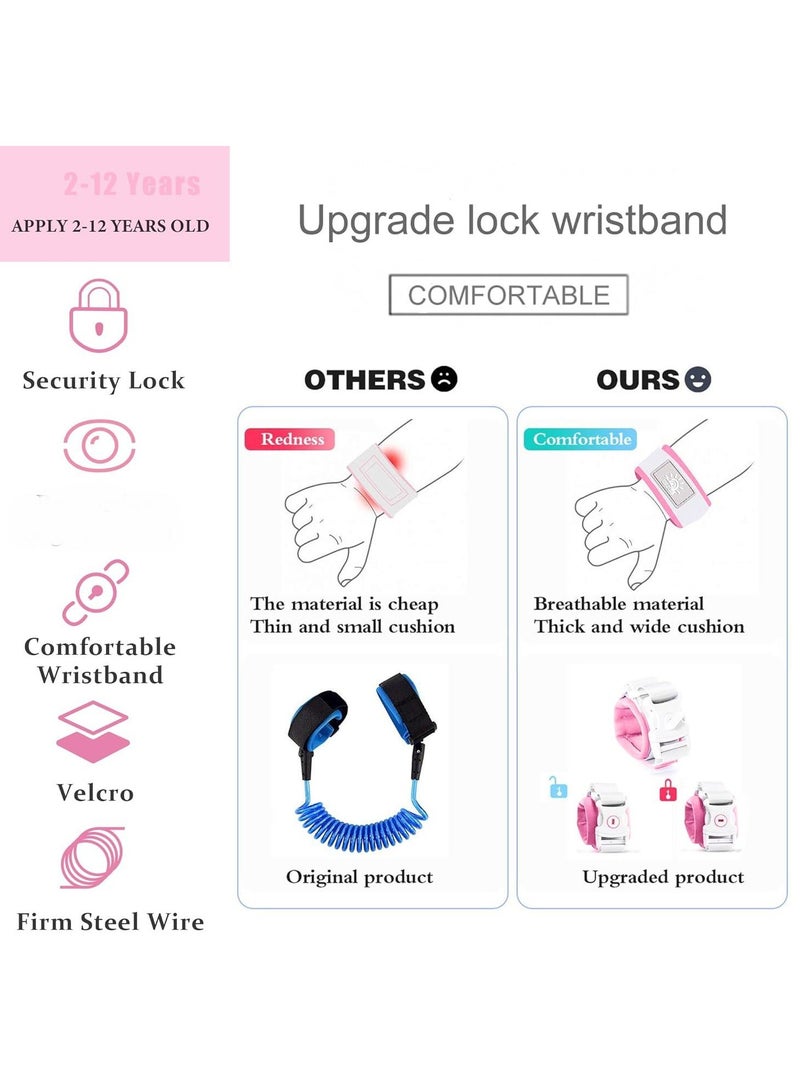Adjustable Child Safety Traction Rope, 360 ° Rotation Anti Loss Wrist Chain Strap With Safety Lock, Providing A Comfortable Wristband For Young Children To Learn And Walk, Suitable For Outdoor Activities And Travel (Pink) - Image 4