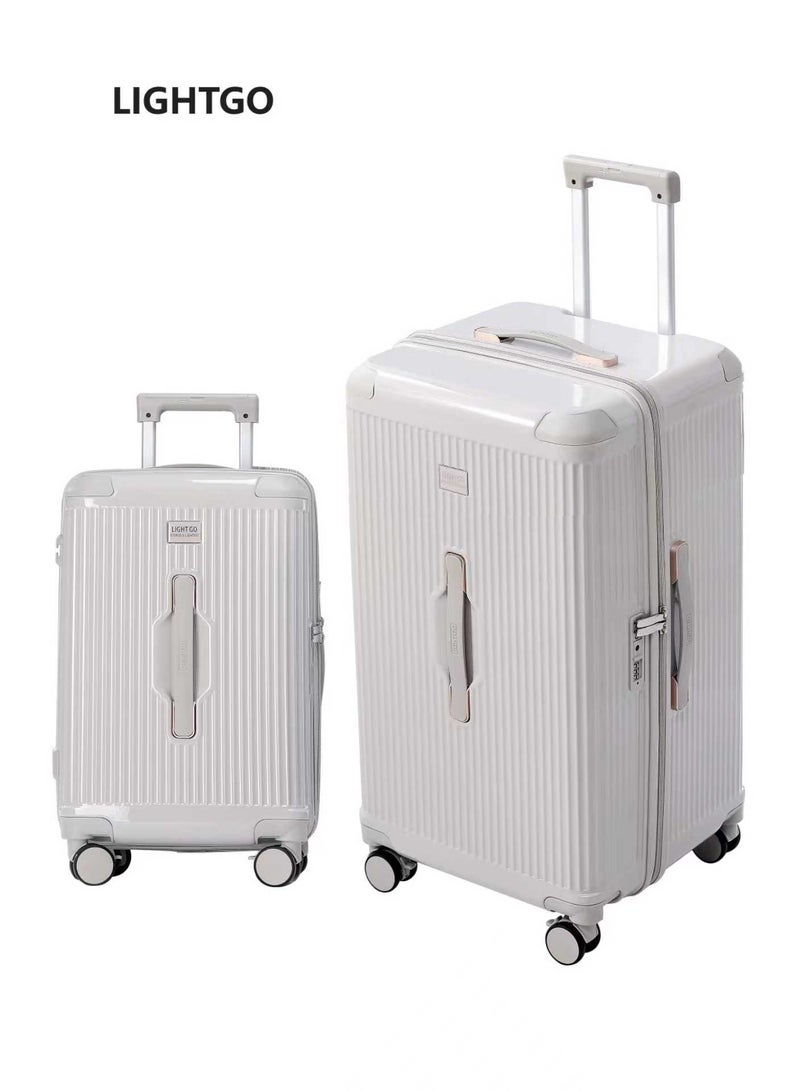 LIGHTGO 7672 22"+28" 2Pcs set luggage ,Beige color suitcase ,PC Suitcase ,Trunk case check in luggage ,with TSA travel case ,YKK zipper - Image 1