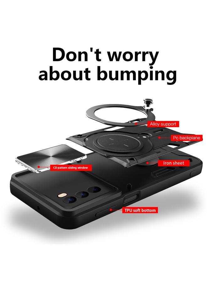 erorex Case For Motorola Moto G62 CD Texture Sliding Camshield Magnetic Holder Phone Case - Image 3