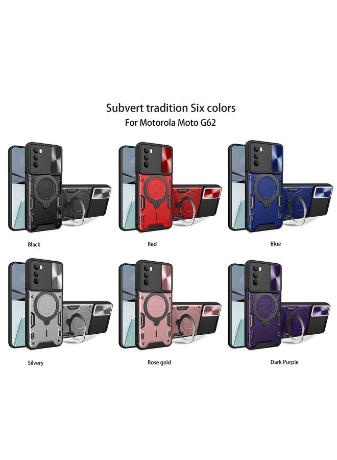 erorex Case For Motorola Moto G62 CD Texture Sliding Camshield Magnetic Holder Phone Case - Image 2