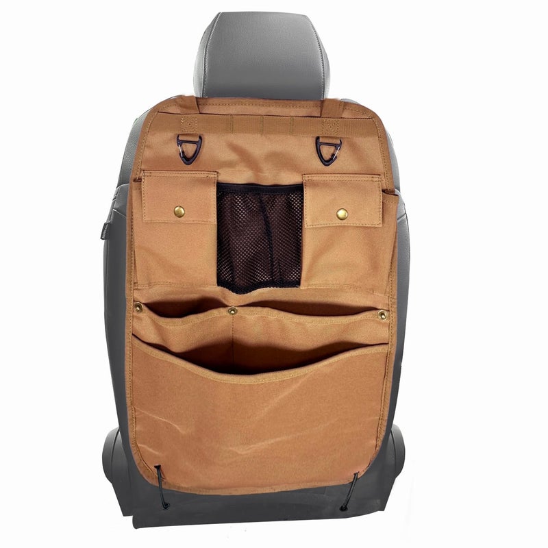 BEATUNEE Car Seat Back Organizer with Multiple Pockets and Hooks (brown) - Image 1