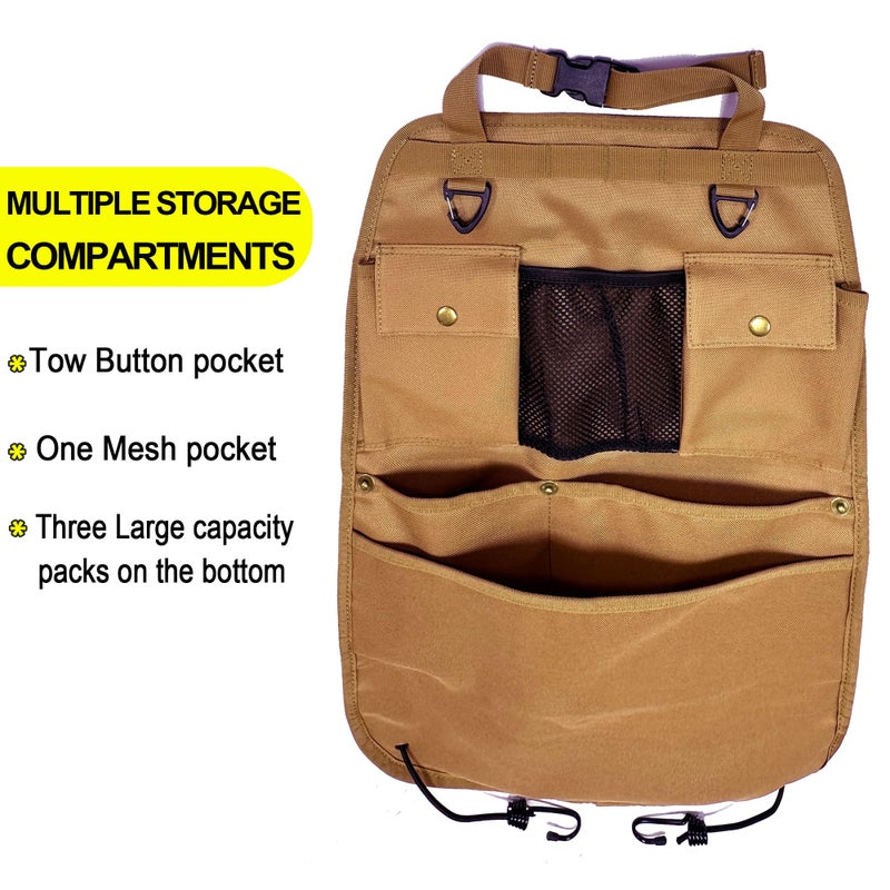 BEATUNEE Car Seat Back Organizer with Multiple Pockets and Hooks (brown) - Image 5