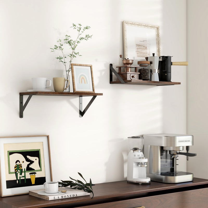 Axeman Floating Shelves for Wall, 16W x 8D Wood Floating Shelves Set of 2, 8'' Deep Rustic Wall Shelves for Bookshelf Living Room Bedroom Home Office Bathroom - Image 2