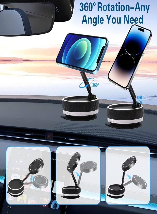 JanFeel Vacuum Magnetic Phone Holder for Car, 360° Rotating Car Phone Mount with Suction Cup, Magsafe Cellphone Holder Stand Bracket for iPhone, Mobile Car Accessories for Dashboard & Windshield - Image 4