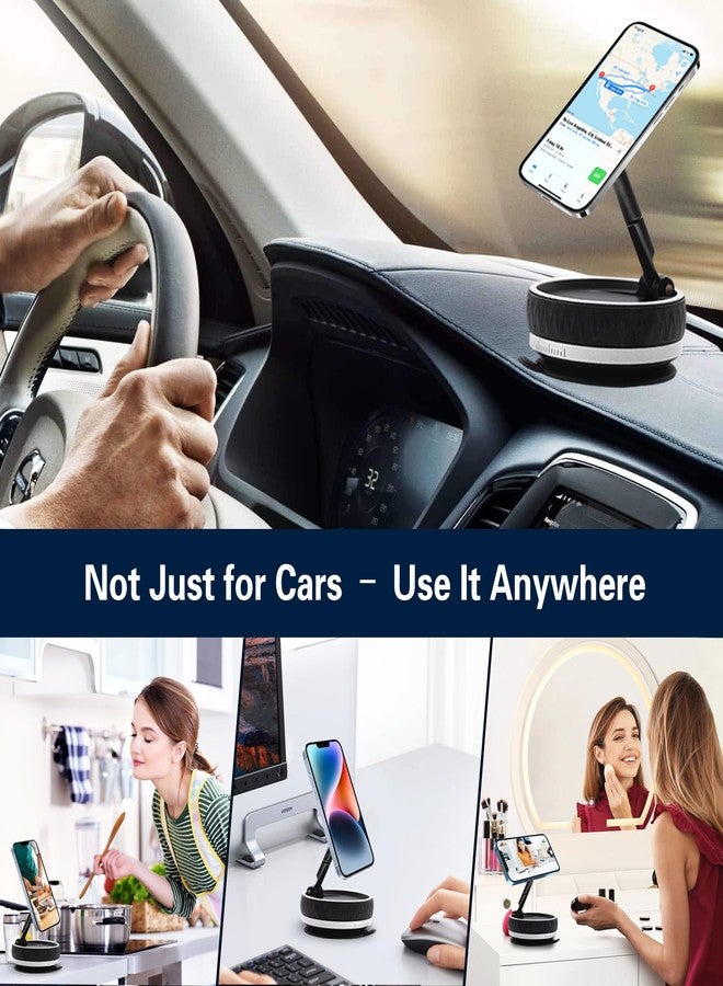 JanFeel Vacuum Magnetic Phone Holder for Car, 360° Rotating Car Phone Mount with Suction Cup, Magsafe Cellphone Holder Stand Bracket for iPhone, Mobile Car Accessories for Dashboard & Windshield - Image 5