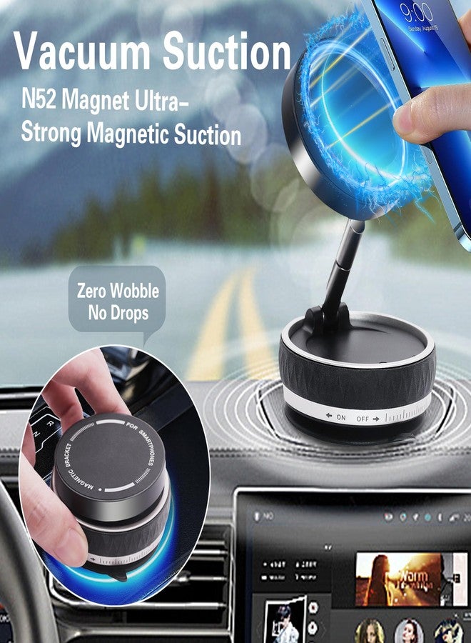 JanFeel Vacuum Magnetic Phone Holder for Car, 360° Rotating Car Phone Mount with Suction Cup, Magsafe Cellphone Holder Stand Bracket for iPhone, Mobile Car Accessories for Dashboard & Windshield - Image 2