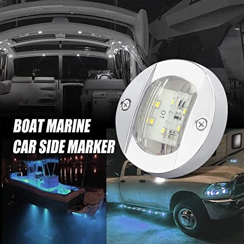 ALFU 8PCS White DC12V 6 LED Side Marker Navigation Lights Waterproof Marine Boat Yacht Round Transom Anchor Stern Lights with Chrome Bezel - Image 2