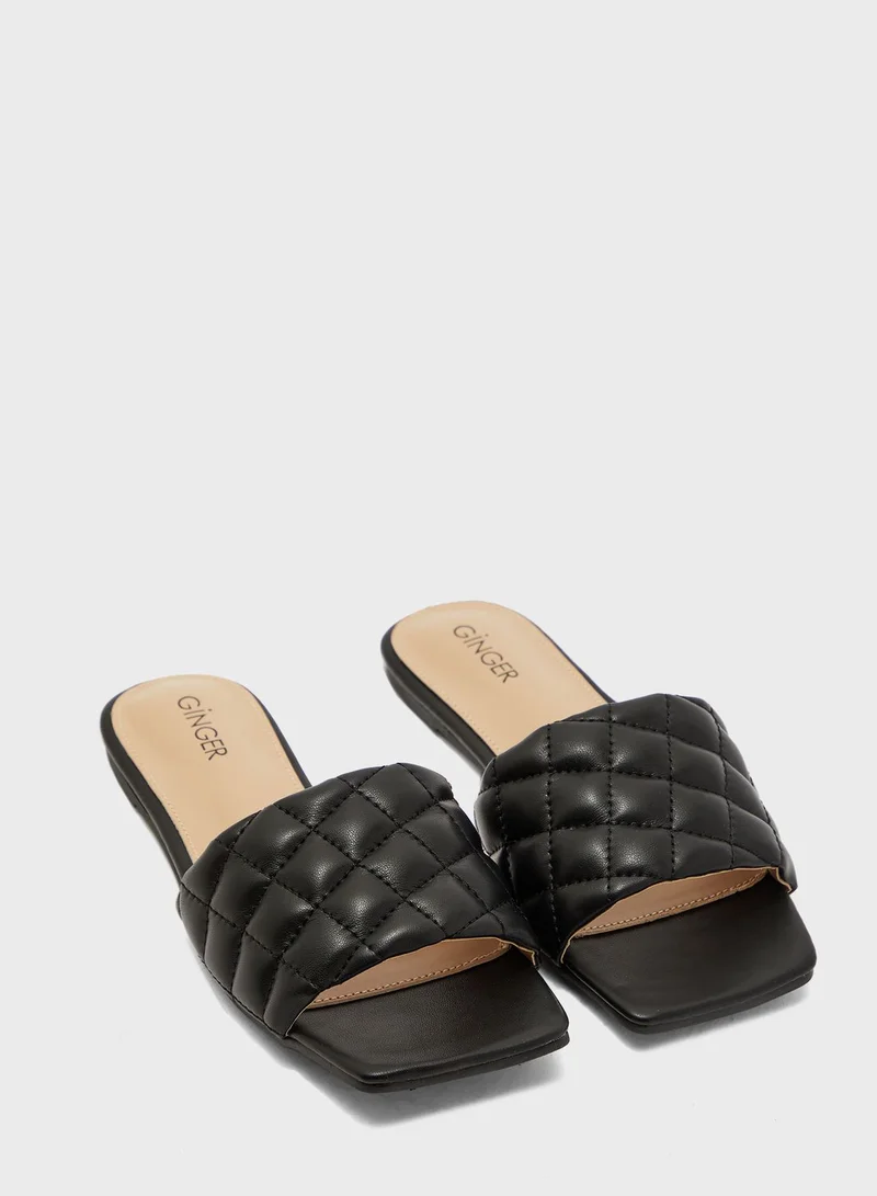 Ginger Flat Quilted Slide Sandals