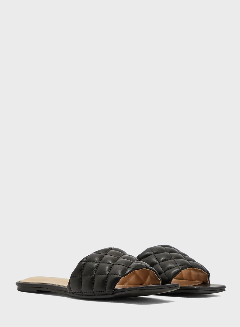 Ginger Flat Quilted Slide Sandals