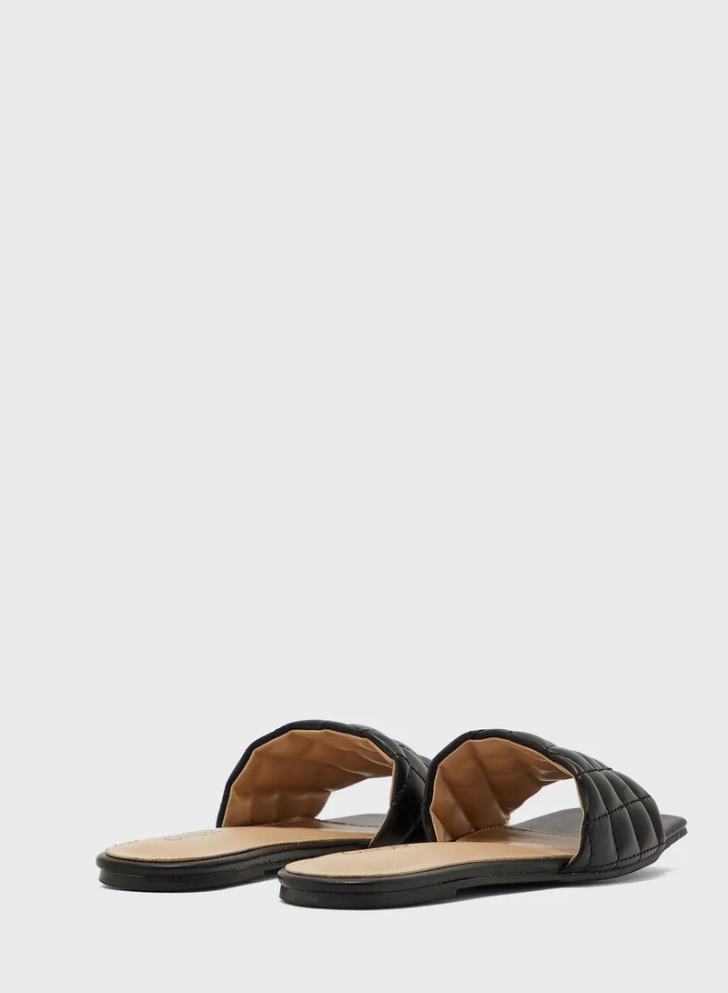 Ginger Flat Quilted Slide Sandals