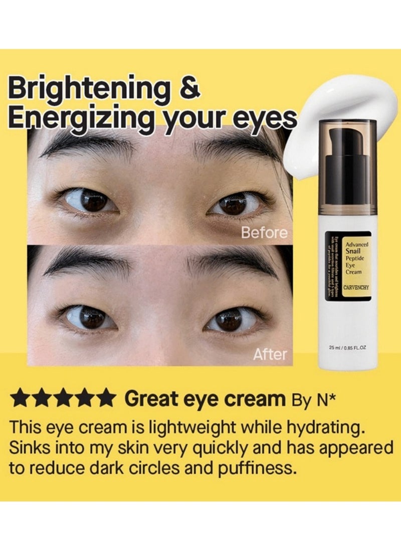 CARVENCHY - 2 Pcs Advanced Snail Peptide Eye Cream  A 72% Snail Secretion Filtrate, Peptide and Niacinamide based eye cream，Brightening eye cream for fine lines and dark circles with Snail Mucin and Niacinamide. - Image 1