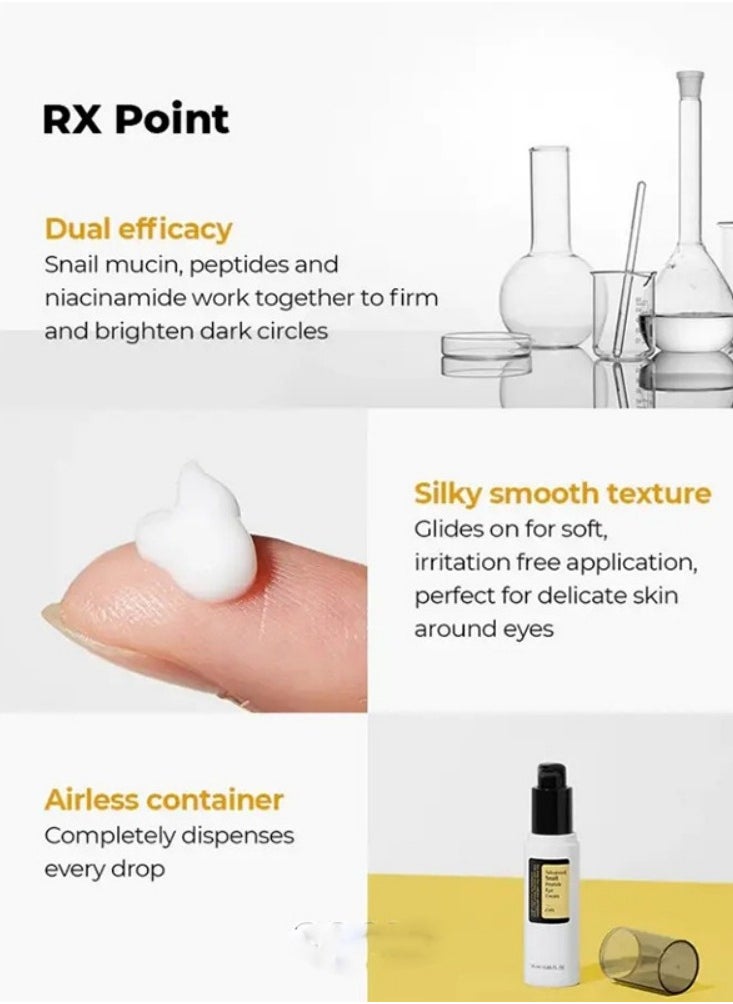 CARVENCHY - 2 Pcs Advanced Snail Peptide Eye Cream  A 72% Snail Secretion Filtrate, Peptide and Niacinamide based eye cream，Brightening eye cream for fine lines and dark circles with Snail Mucin and Niacinamide. - Image 1