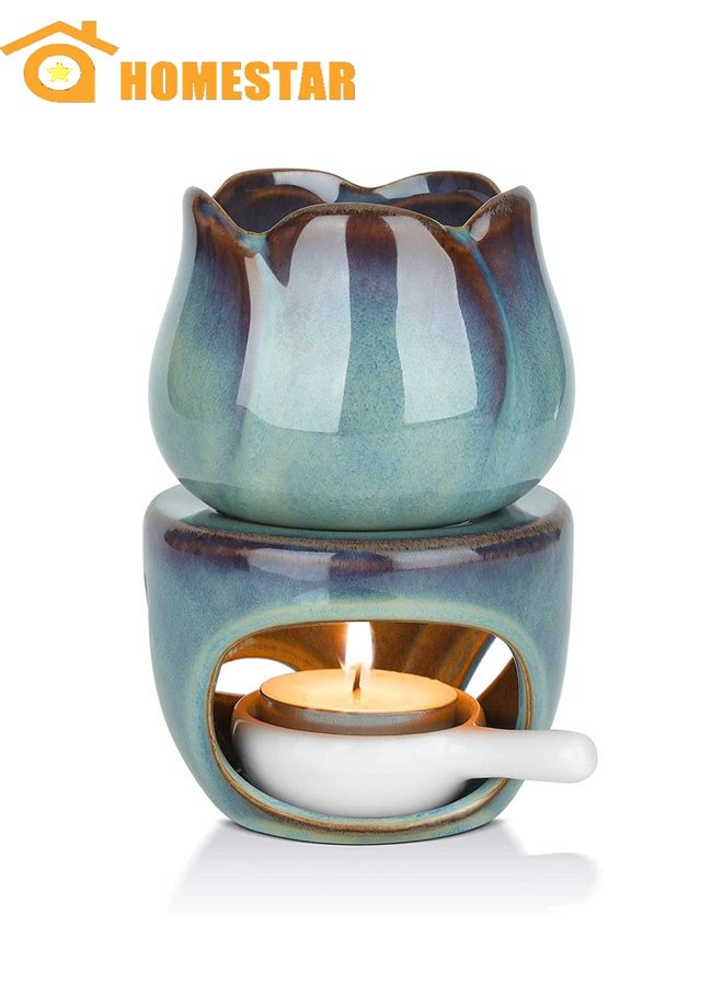 HOMESTAR Wax Melt Essential Oil Burner, Removable Aromatherapy Burner, Ceramic Aroma Oil Candle Diffuser, for Home, Bedroom Decor - Image 1
