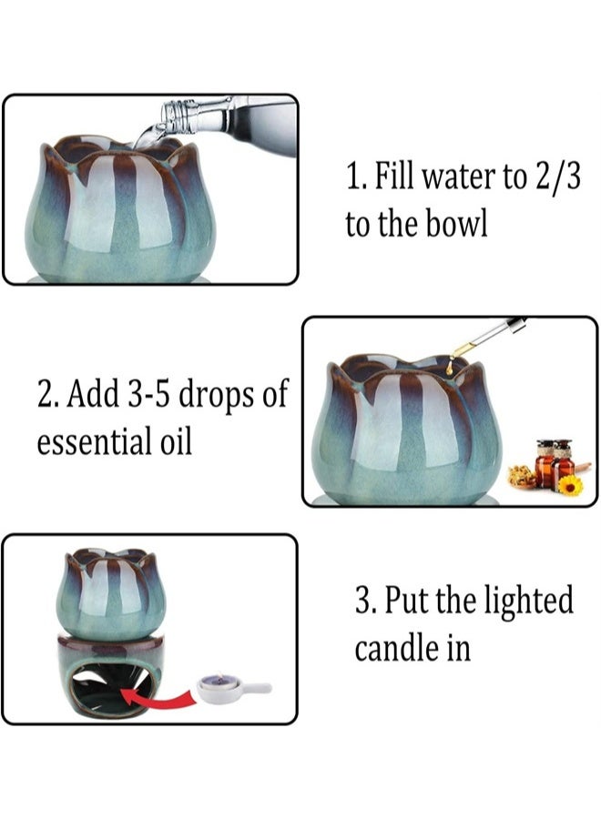 HOMESTAR Wax Melt Essential Oil Burner, Removable Aromatherapy Burner, Ceramic Aroma Oil Candle Diffuser, for Home, Bedroom Decor - Image 4