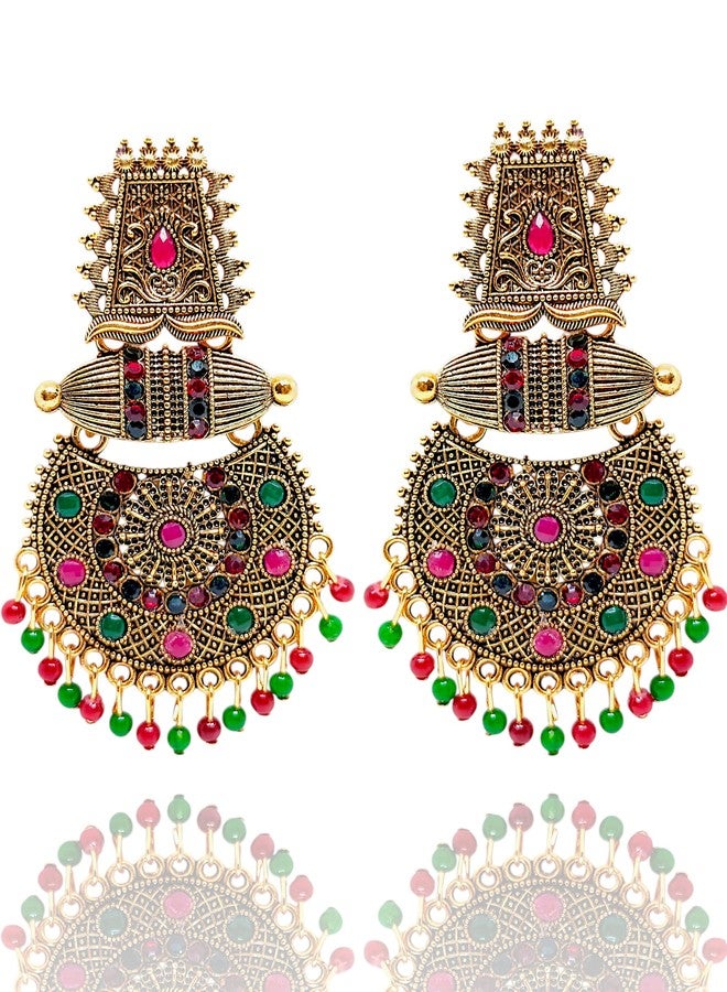 KWORLD jhumka for women golden earrings set for women Traditional south jhumka design Golden oxidised jhumkas for woman traditional (Traditional jhumki golden jhumkas for girl) - Image 1