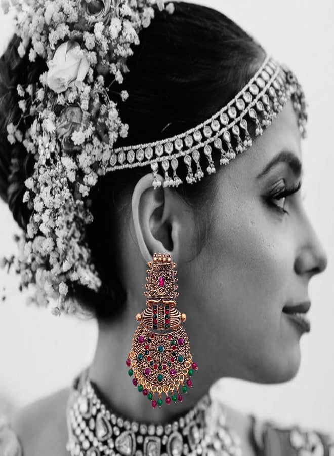 KWORLD jhumka for women golden earrings set for women Traditional south jhumka design Golden oxidised jhumkas for woman traditional (Traditional jhumki golden jhumkas for girl) - Image 5
