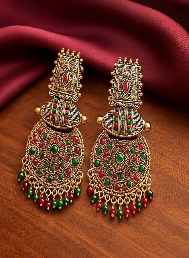 KWORLD jhumka for women golden earrings set for women Traditional south jhumka design Golden oxidised jhumkas for woman traditional (Traditional jhumki golden jhumkas for girl) - Image 2