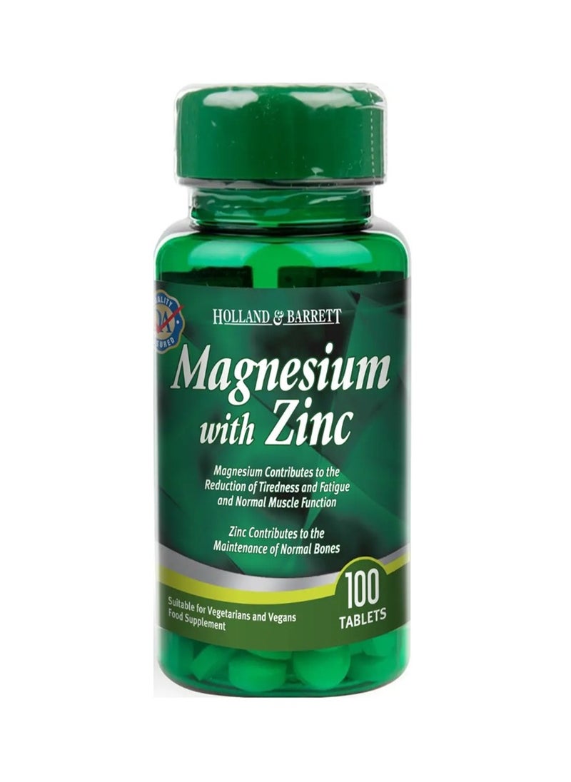 H&B Holland And Barrett Magnesium With Zinc 100 Tablets 
