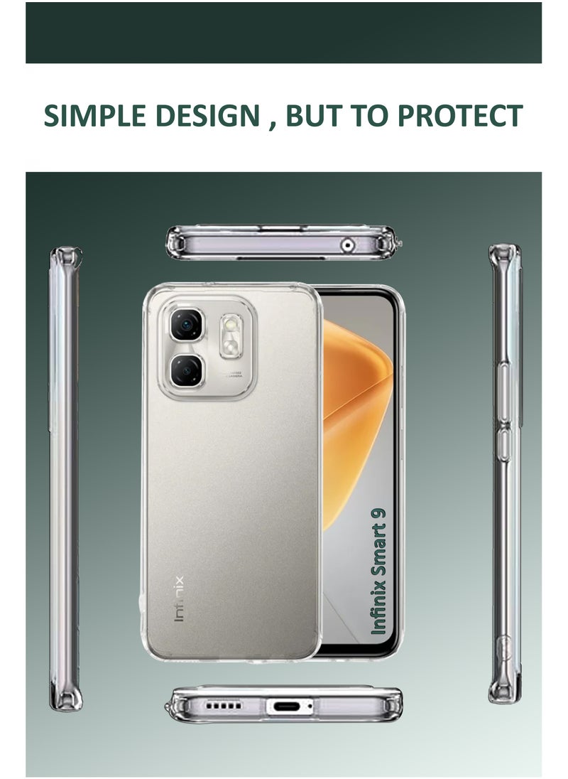 Generic Infinix Smart 9 - 2in1 Pack Soft Flexible Transparent Silicone Protective Back Case Cover And Tempered Glass Screen Protector  - Image 3